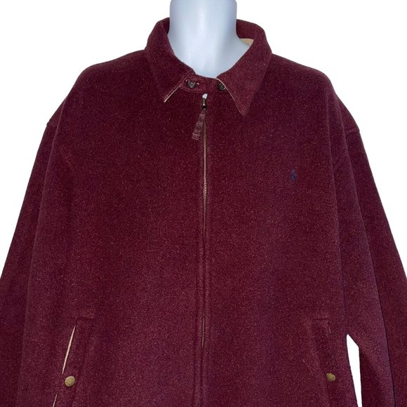 Rare Vintage Ralph Lauren Big Tall Jacket Mens XXL Thick Burgundy Full Zip - Picture 2 of 9